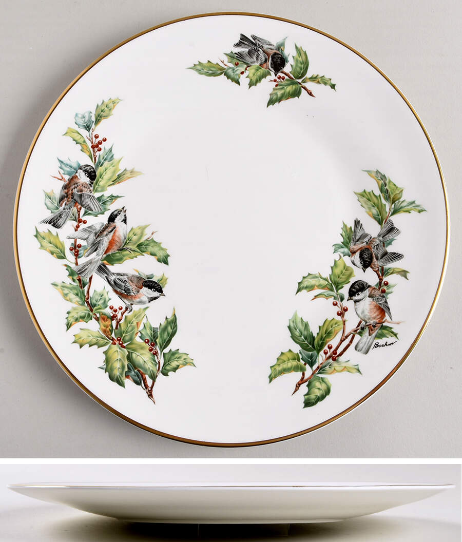 Chickadee & Holly Dinner Plate by Boehm-1