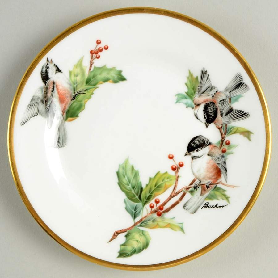 Chickadee & Holly Bread & Butter Plate by Boehm-1