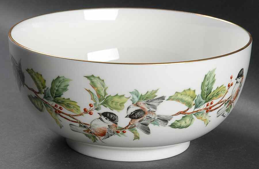 Chickadee & Holly 8" Round Vegetable Bowl by Boehm-1