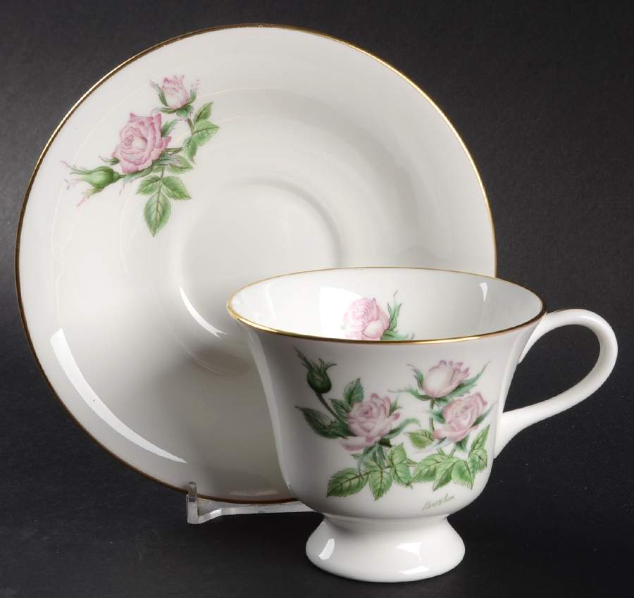 Miniature Rose Footed Cup & Saucer Set by Boehm-1