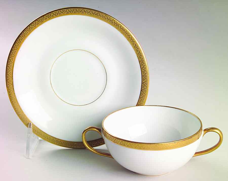 BOG1 Flat Bouillon Cup & Saucer by George Borgfeldt-1