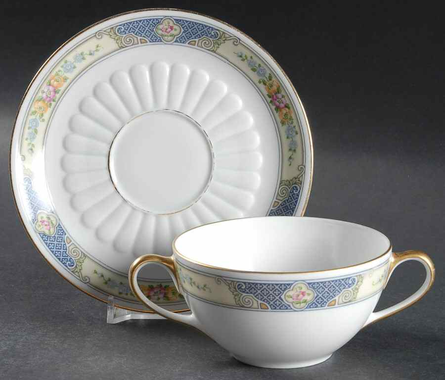 2164 Flat Bouillon Cup & Saucer by Bohemia Ceramic Works-1