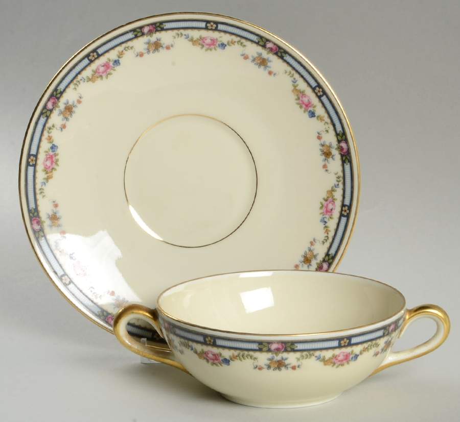 2259 Flat Cream Soup Bowl & Saucer Set by Bohemia Ceramic Works-1