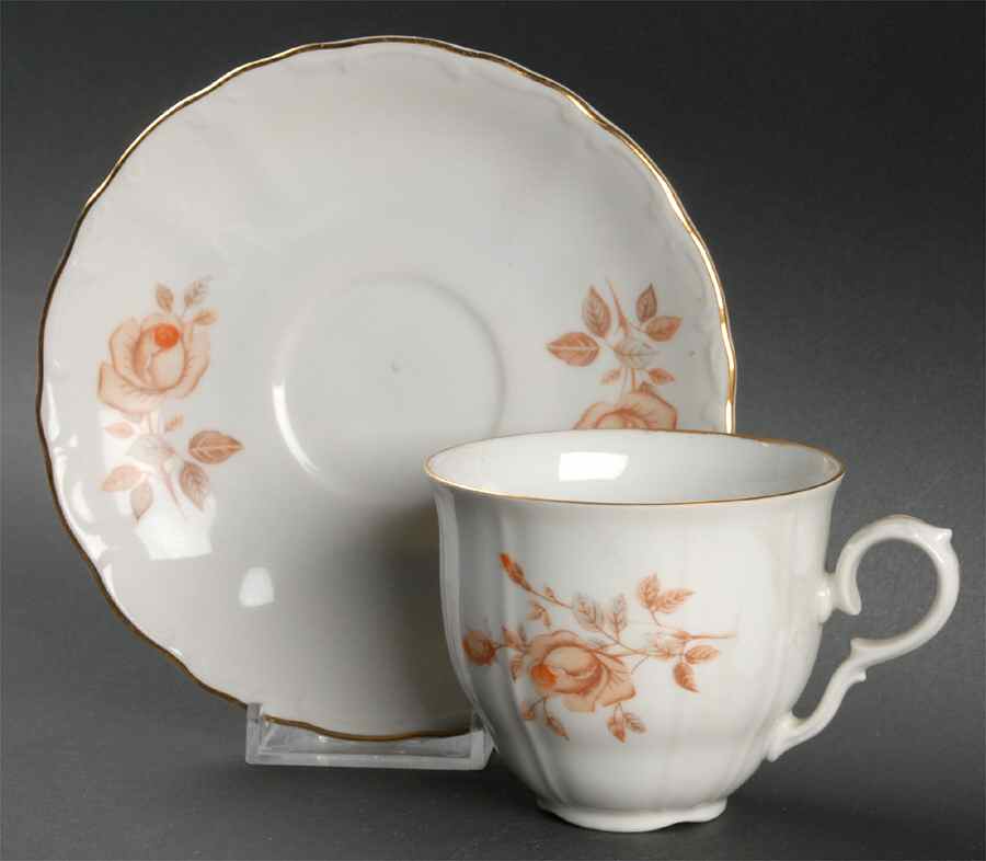 Alpin Rose Flat Cup & Saucer Set by Bohemia Ceramic Works-1