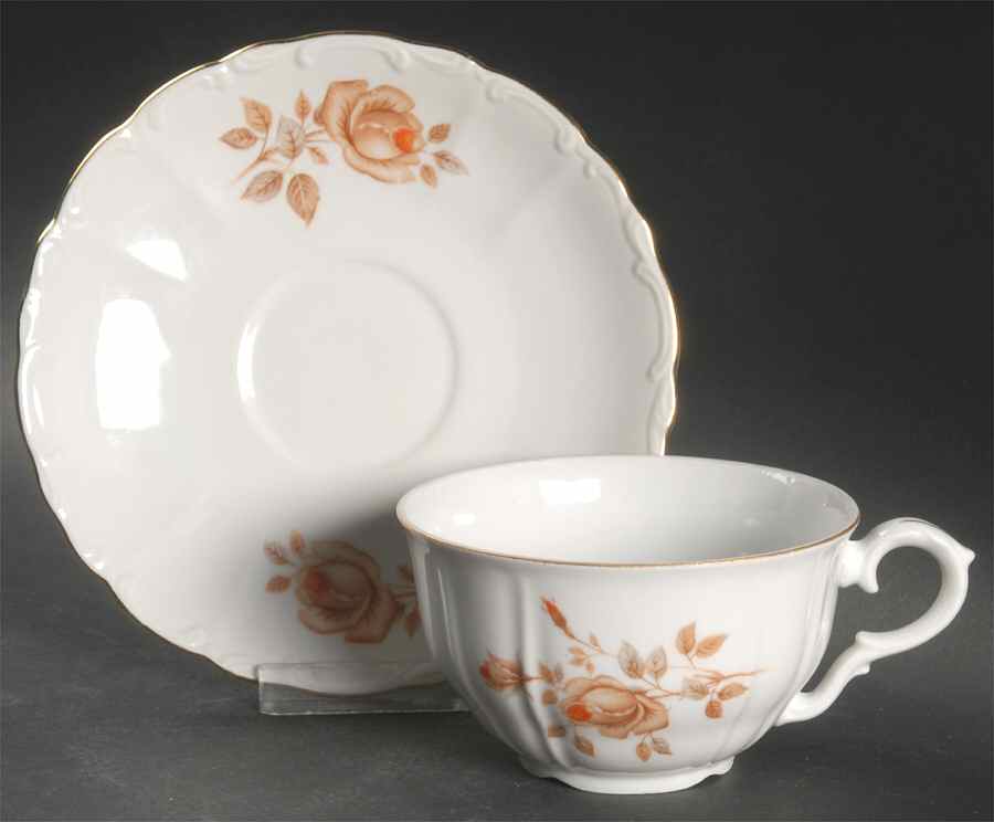 Alpin Rose Flat Cup & Saucer Set by Bohemia Ceramic Works-1