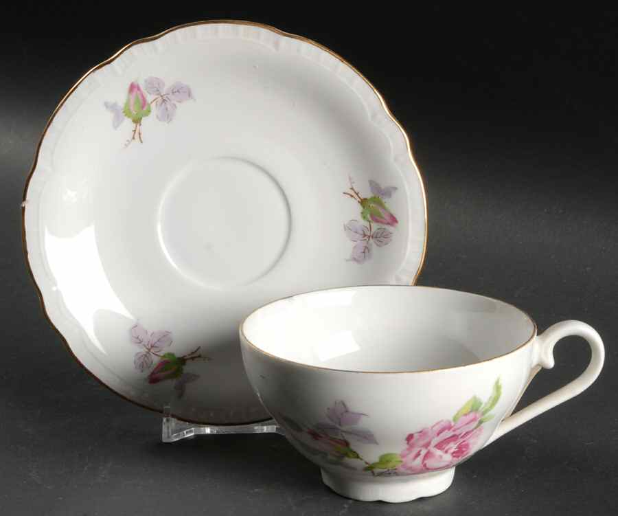 BOH5 (Embossed Vertical Lines) Flat Cup & Saucer Set by Bohemia Ceramic Works-1