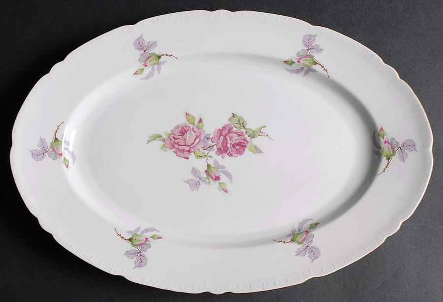 BOH5 (Embossed Vertical Lines) 13" Oval Serving Platter by Bohemia Ceramic Works-1