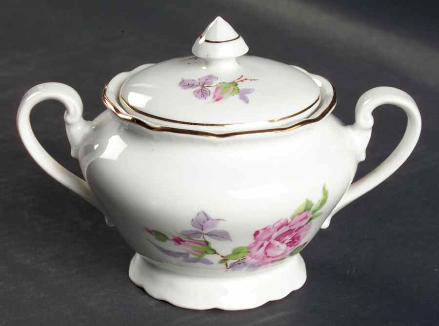 BOH5 (Embossed Vertical Lines) Sugar Bowl & Lid by Bohemia Ceramic Works-1
