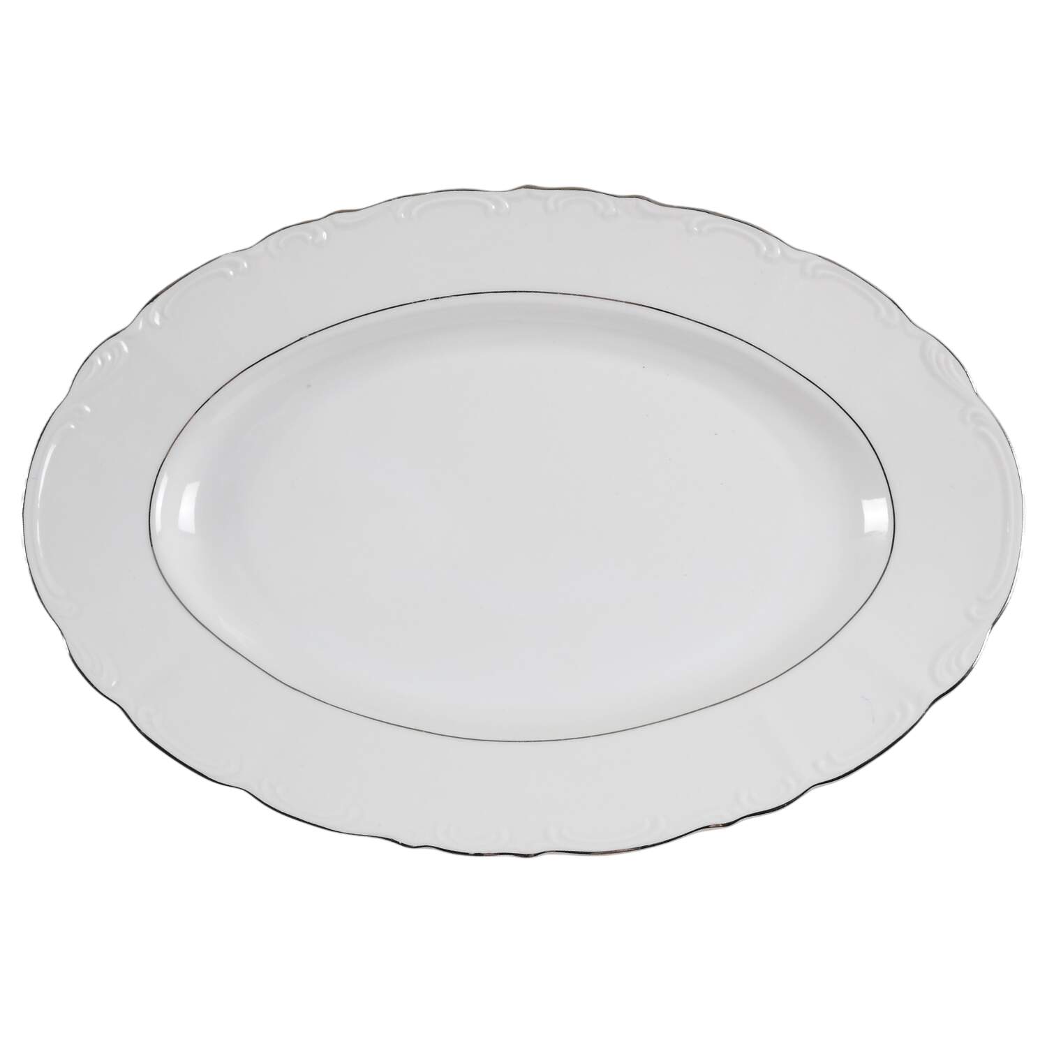 Contessa Platinum 12" Oval Serving Platter by Bohemia Ceramic Works-1