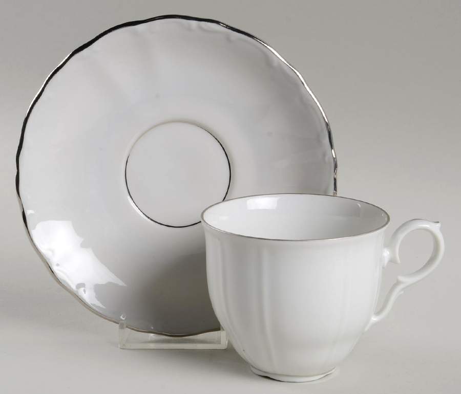 Contessa Platinum Flat Cup & Saucer Set by Bohemia Ceramic Works-1