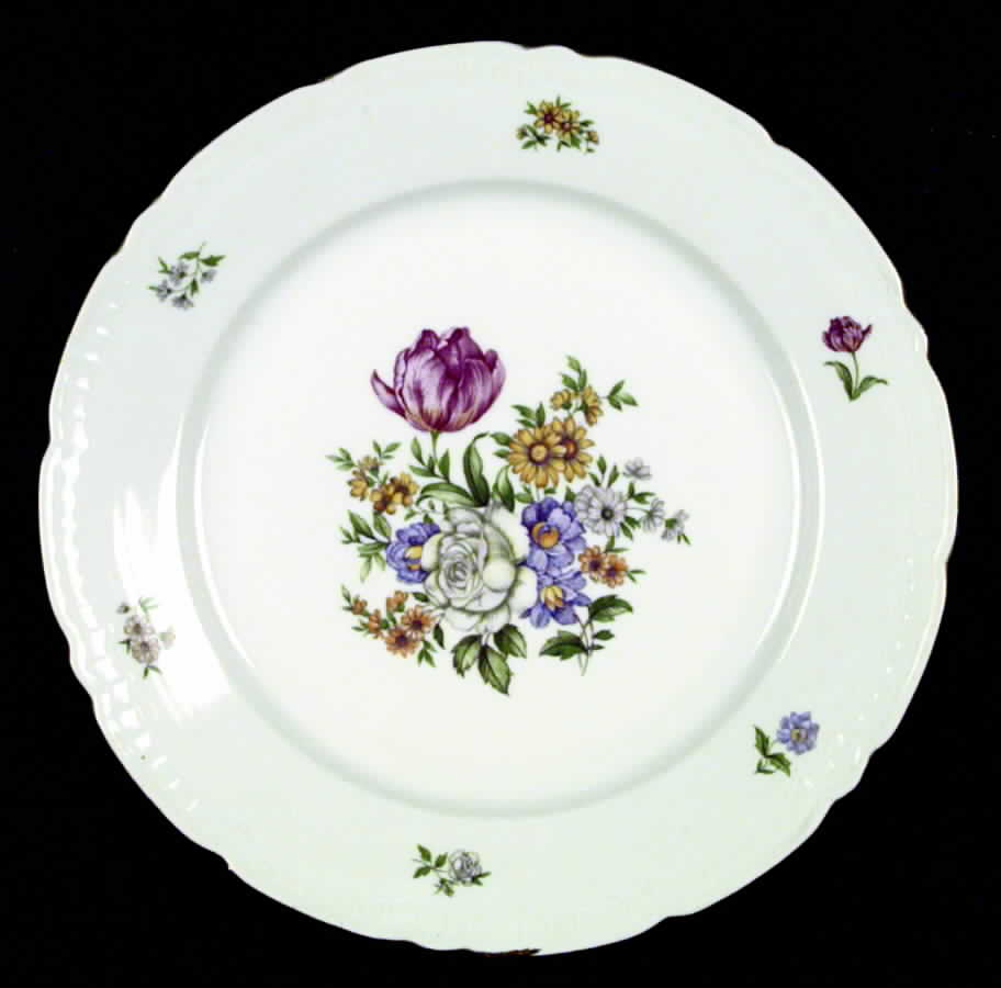 Bouquet (Rope Edge) Dinner Plate by Bohemia Ceramic Works-1