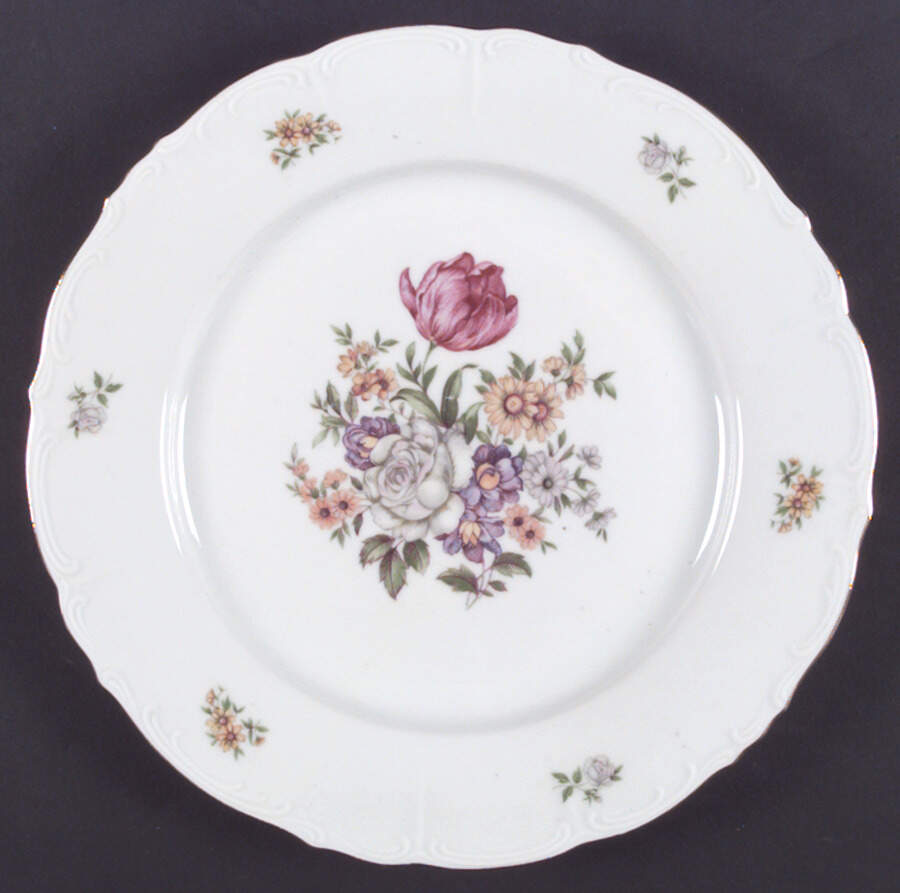 Bouquet (Scroll Edge) Dinner Plate by Bohemia Ceramic Works-1