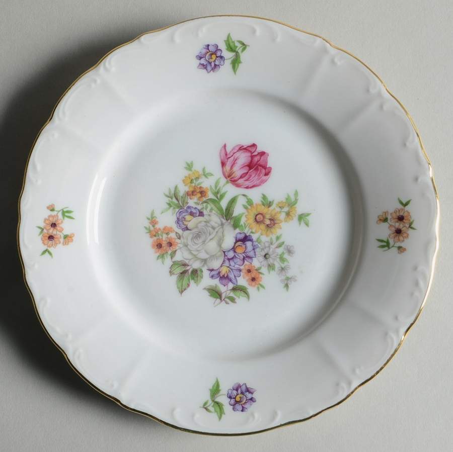 Bouquet (Scroll Edge) Bread & Butter Plate by Bohemia Ceramic Works-1