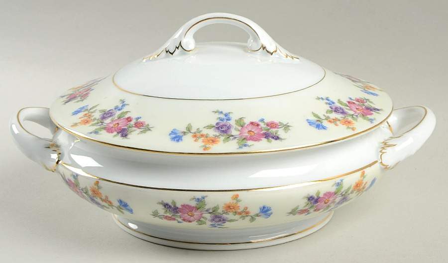 Floradora (Cream Border) Round Covered Vegetable by Bohemia Ceramic Works-1