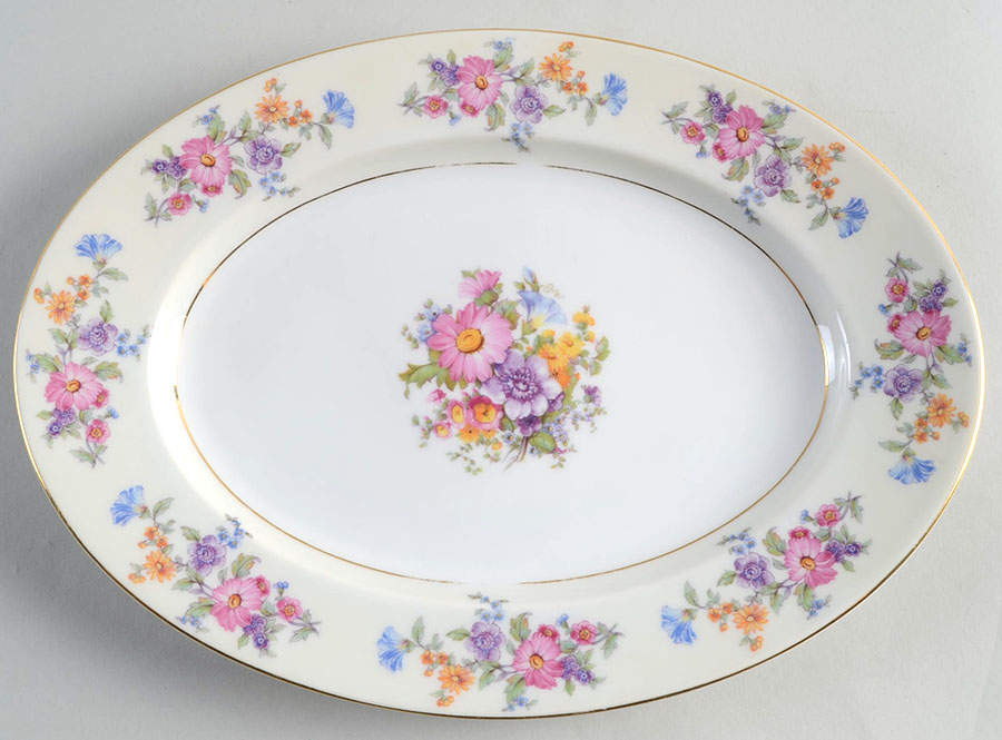 Floradora (Cream Border) 11" Oval Serving Platter by Bohemia Ceramic Works-1