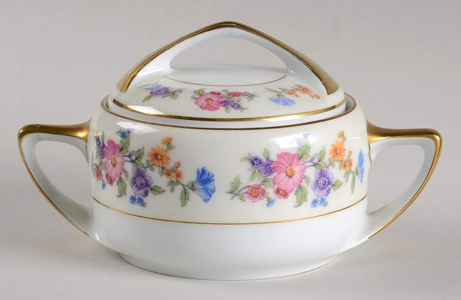 Floradora (Cream Border) Sugar Bowl & Lid by Bohemia Ceramic Works-1
