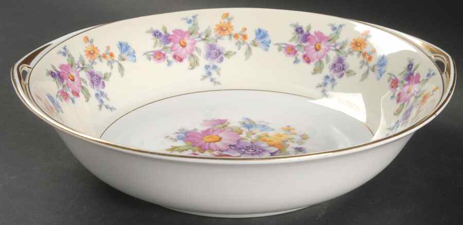 Floradora (Cream Border) 9" Round Vegetable Bowl by Bohemia Ceramic Works-1