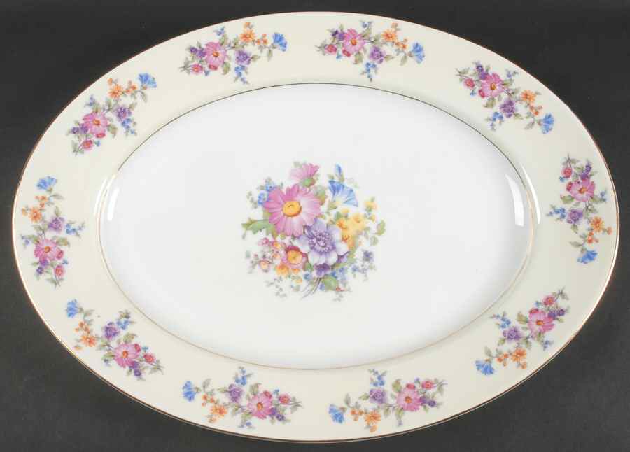 Floradora (Cream Border) 18" Oval Serving Platter by Bohemia Ceramic Works-1