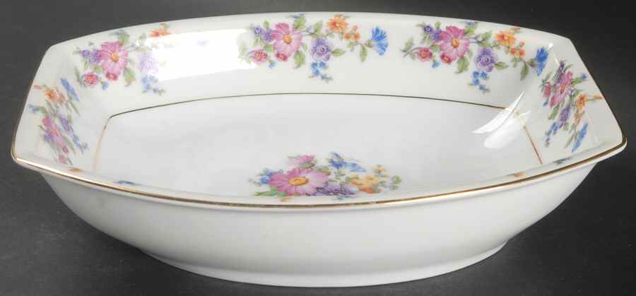 Floradora (Cream Border) 9" Oval Vegetable Bowl by Bohemia Ceramic Works-1
