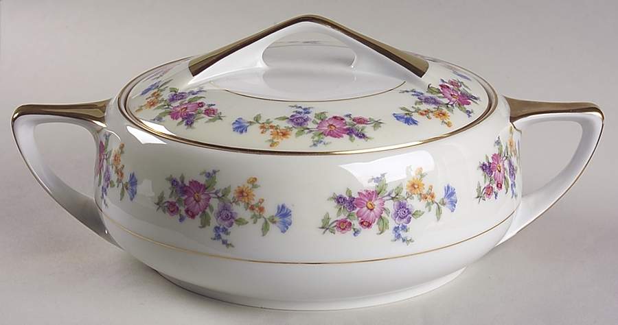 Floradora (Cream Border) Round Covered Vegetable by Bohemia Ceramic Works-1