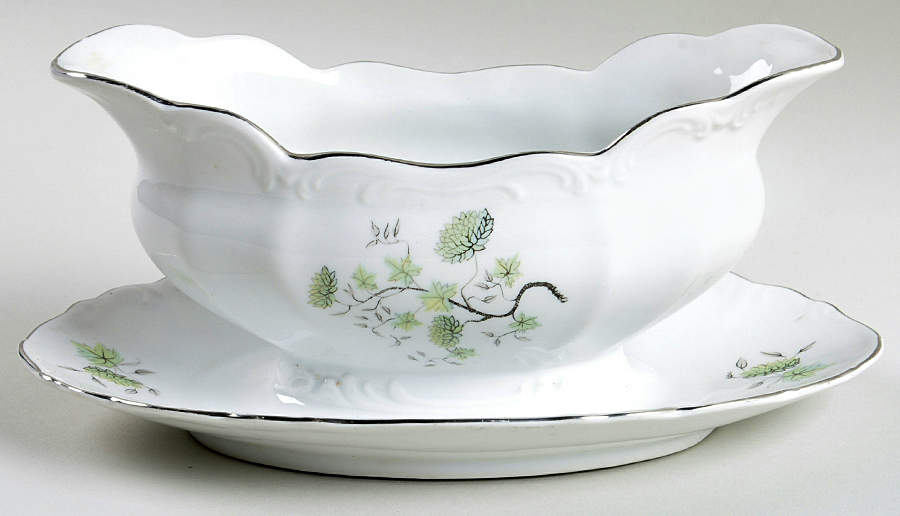 Imperial Ming Gravy Boat with Attached Underplate by Bohemia Ceramic Works-1