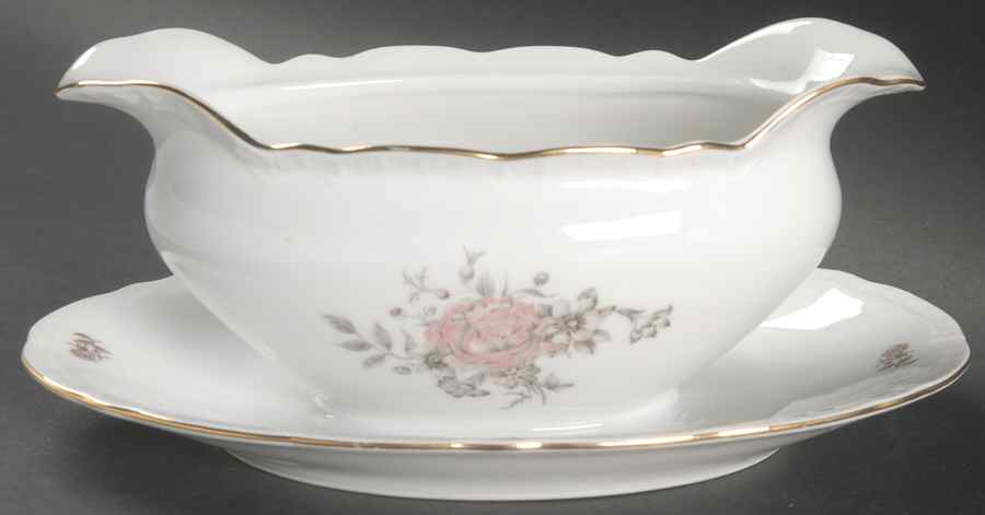 Maria (Embossed Edge) Gravy Boat with Attached Underplate by Bohemia Ceramic Works-1