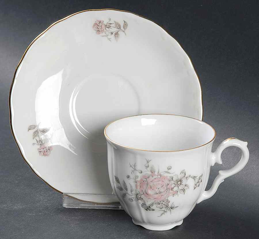 Maria (Embossed Scroll Edge) Flat Cup & Saucer Set by Bohemia Ceramic Works-1