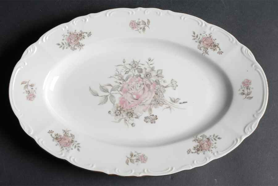 Maria (Embossed Scroll Edge) 12" Oval Serving Platter by Bohemia Ceramic Works-1