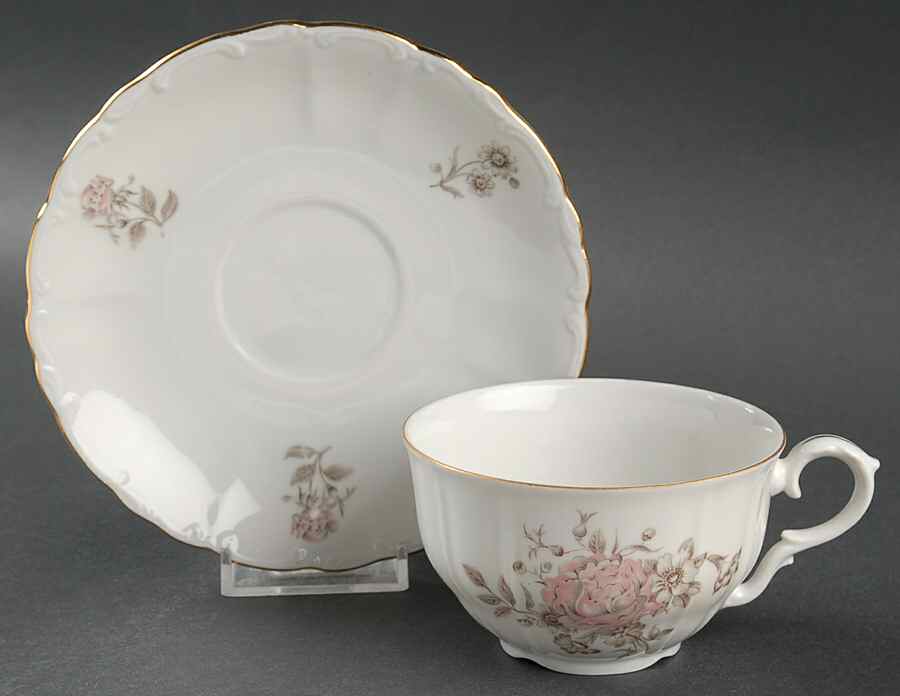 Maria (Embossed Scroll Edge) Flat Cup & Saucer Set by Bohemia Ceramic Works-1