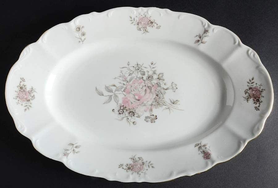 Maria (Embossed Scroll Edge) 14" Oval Serving Platter by Bohemia Ceramic Works-1