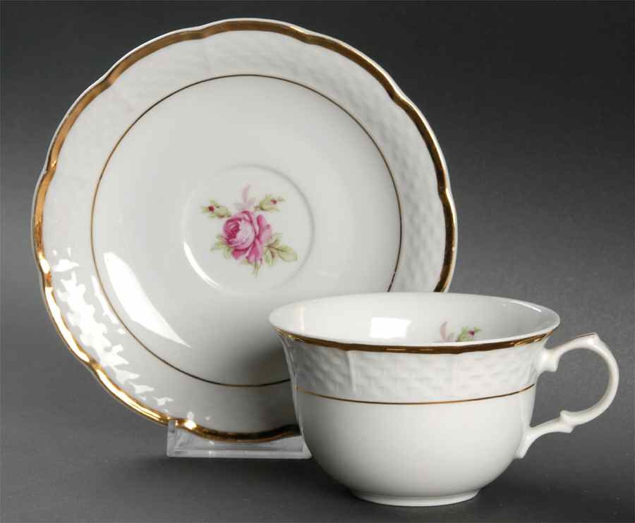 Mel Rose Flat Cup & Saucer Set by Bohemia Ceramic Works-1