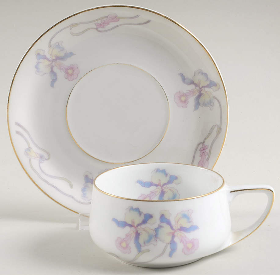 Orchid Iris Flat Cup & Saucer Set by Bohemia Ceramic Works-1