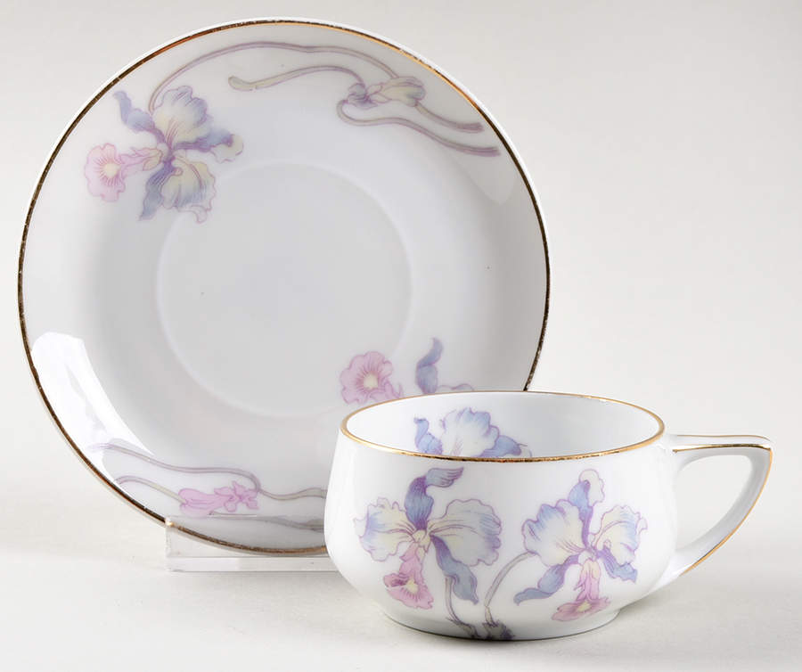 Orchid Iris Flat Demitasse Cup & Saucer Set by Bohemia Ceramic Works-1