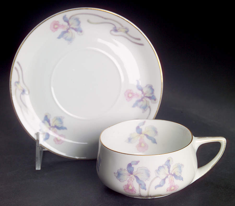 Orchid Iris Flat Cup & Saucer Set by Bohemia Ceramic Works-1