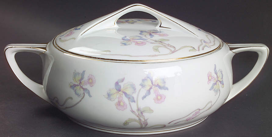 Orchid Iris Round Covered Vegetable by Bohemia Ceramic Works-1