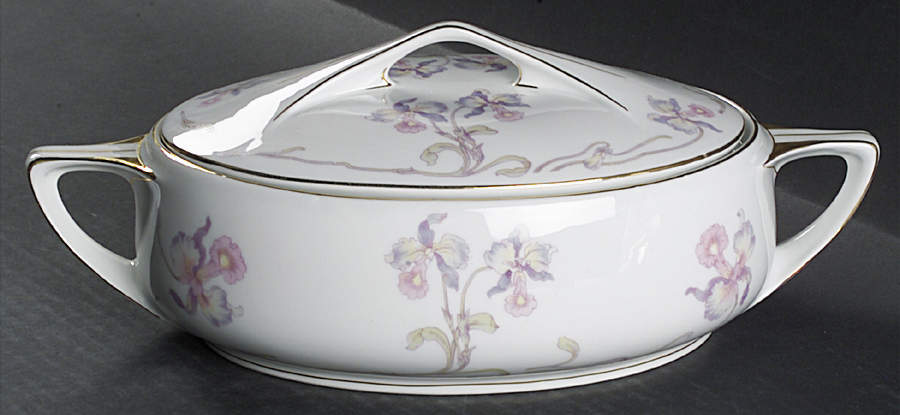 Orchid Iris Oval Covered Vegetable by Bohemia Ceramic Works-1