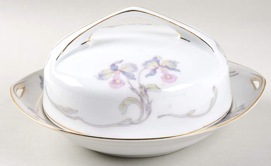 Orchid Iris Round Covered Butter by Bohemia Ceramic Works-1