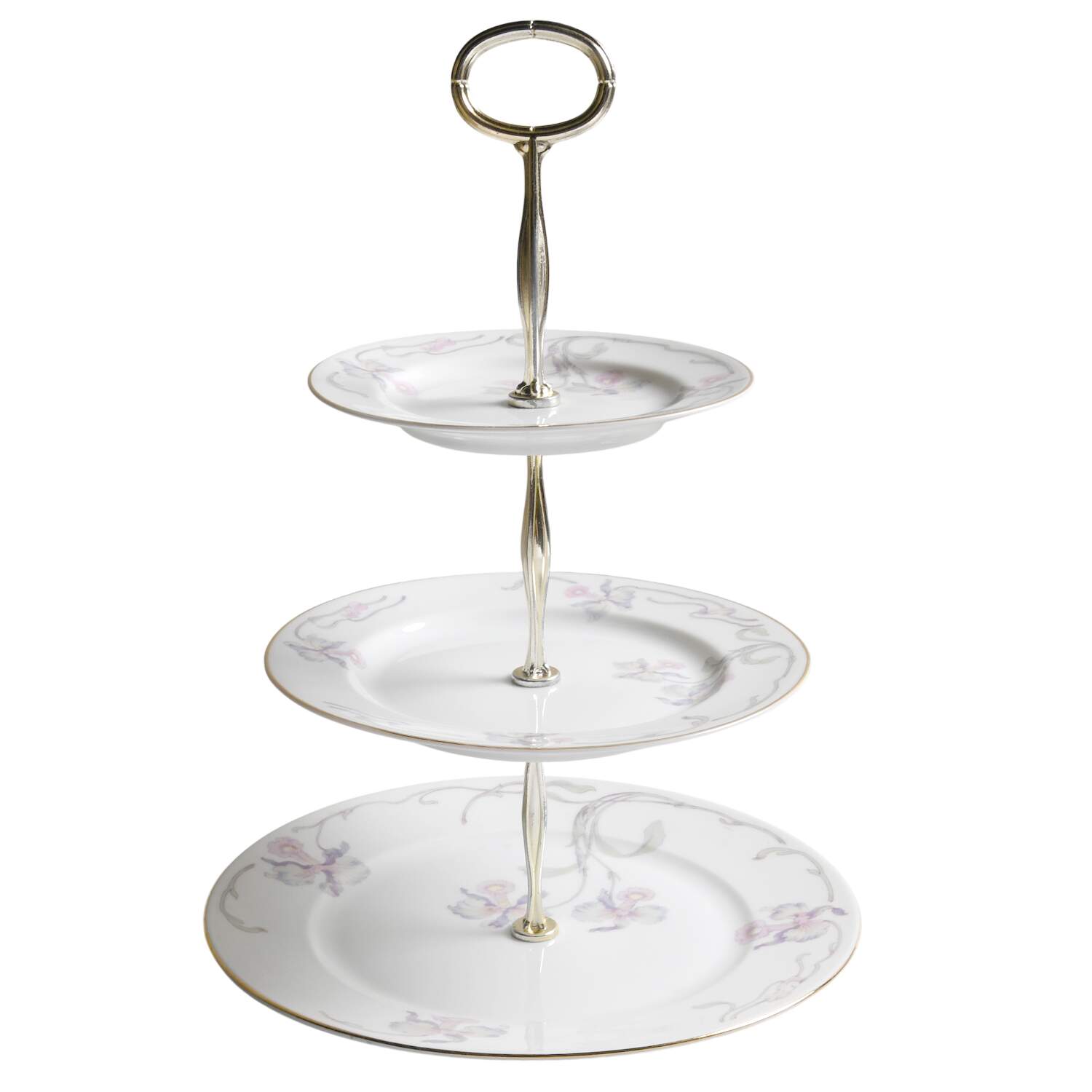 Orchid Iris 13 7/8"-14 1/4" 3-Tiered Serving Tray(DP,SP,BB) HC by Bohemia Ceramic Works-1