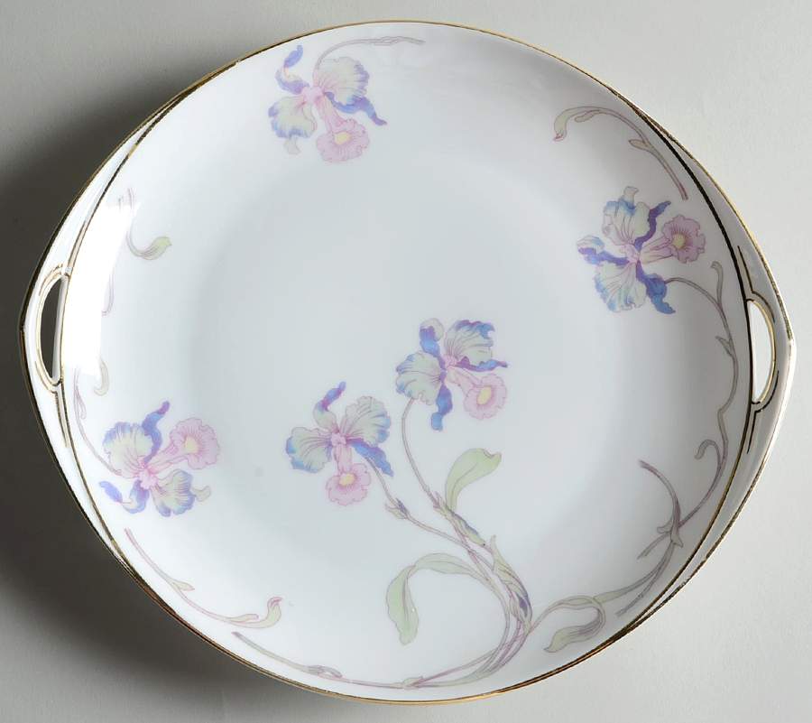 Orchid Iris Handled Cake Plate by Bohemia Ceramic Works-1