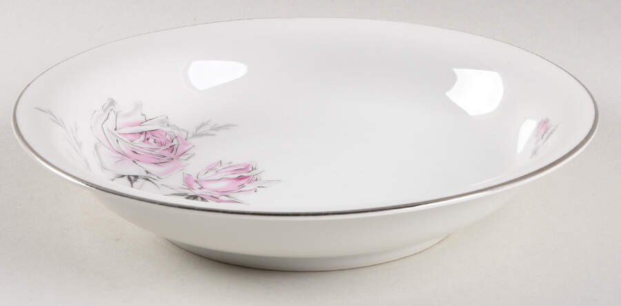 Silver Rose (Platinum Trim) Coupe Soup Bowl by Bohemia Ceramic Works-1