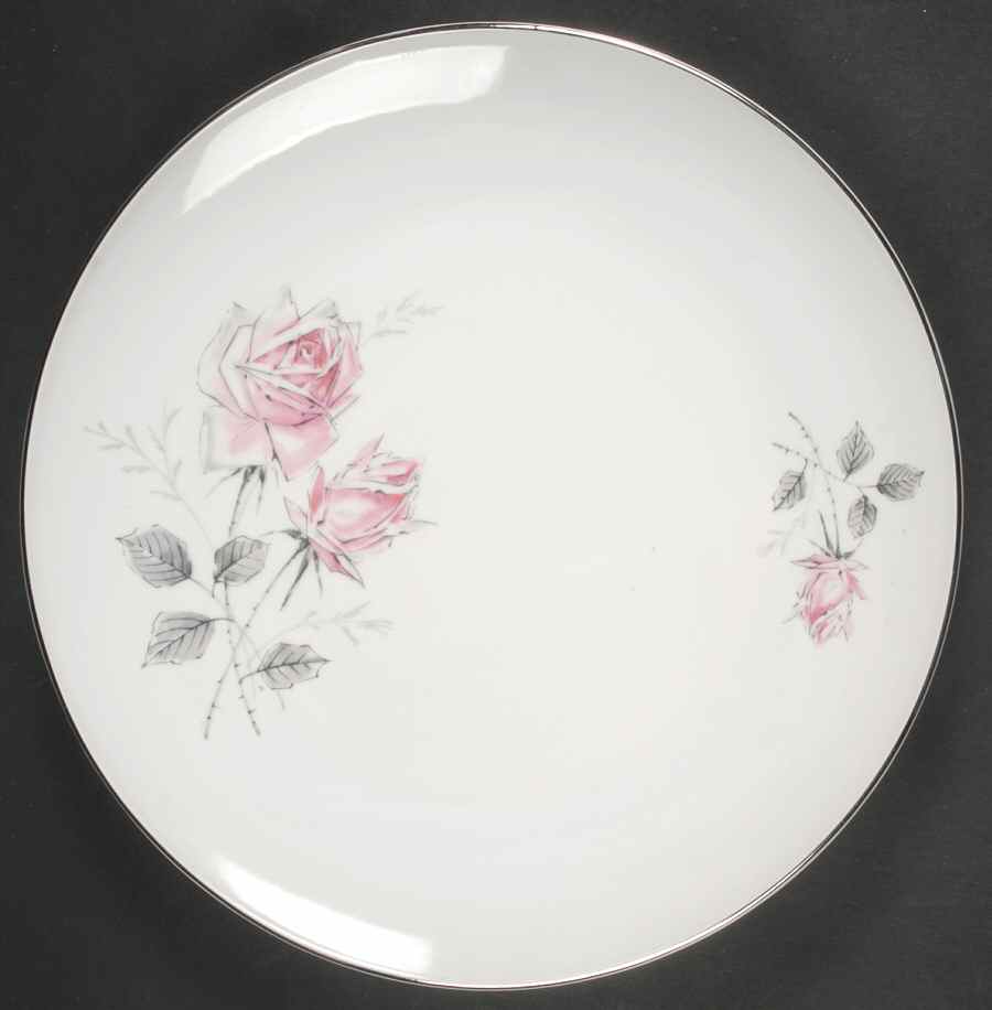 Silver Rose (Platinum Trim) 12" Chop Plate (Round Platter) by Bohemia Ceramic Works-1