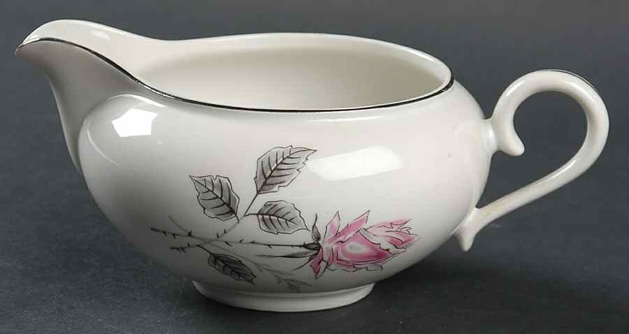 Silver Rose (Platinum Trim) Creamer by Bohemia Ceramic Works-1