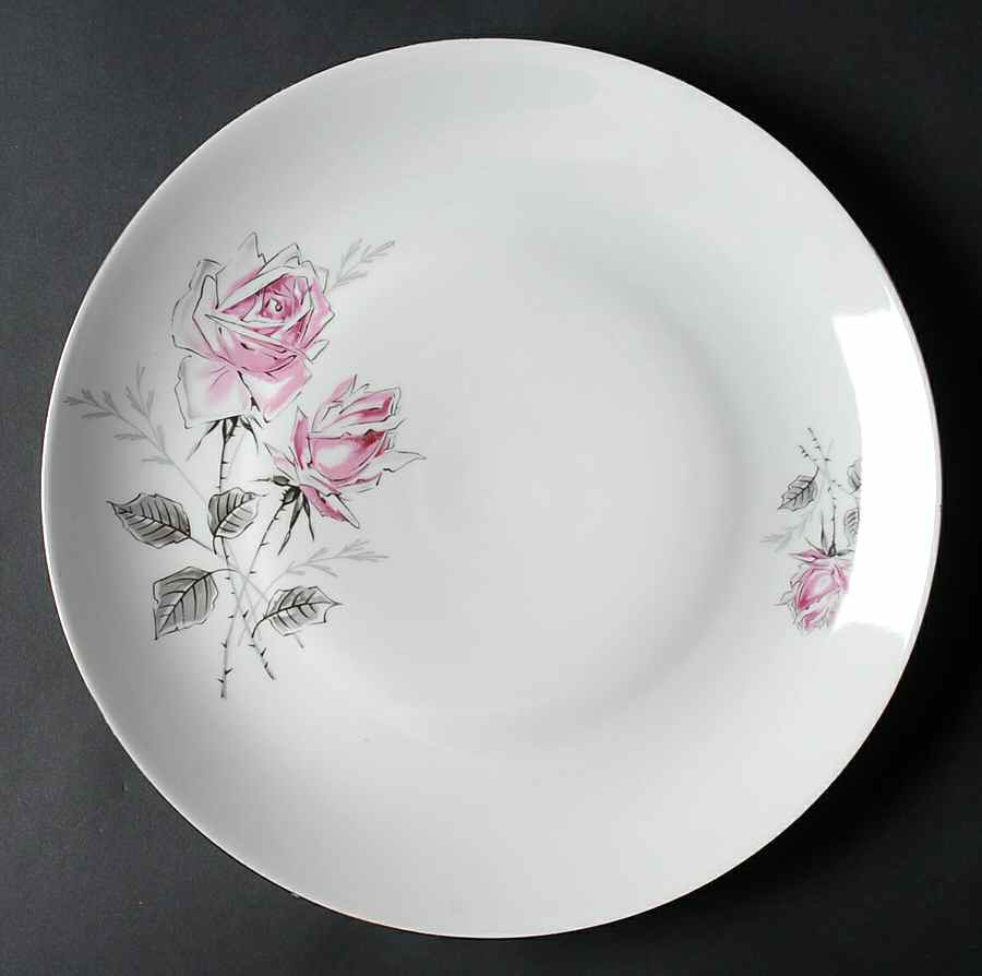Silver Rose (Platinum Trim) 12" Chop Plate (Round Platter) by Bohemia Ceramic Works-1