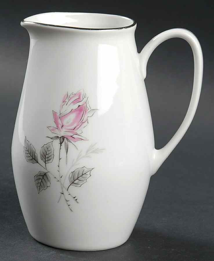 Silver Rose (Platinum Trim) Creamer by Bohemia Ceramic Works-1