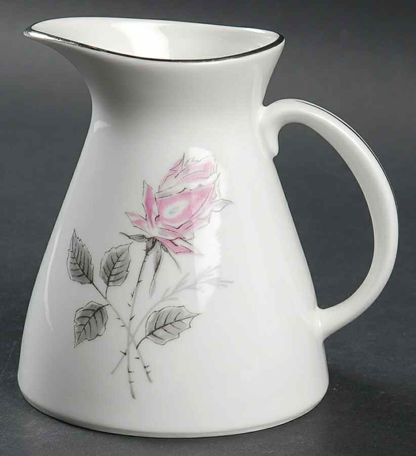 Silver Rose (Platinum Trim) Creamer by Bohemia Ceramic Works-1