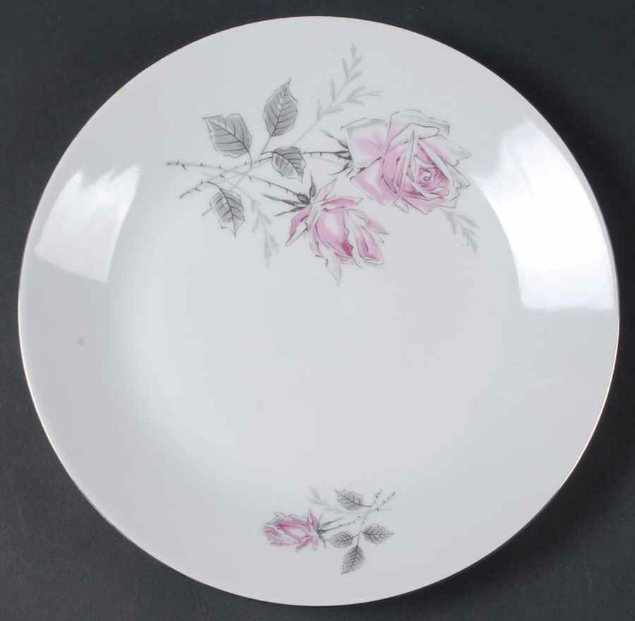 Silver Rose (Platinum Trim) 11" Chop Plate (Round Platter) by Bohemia Ceramic Works-1