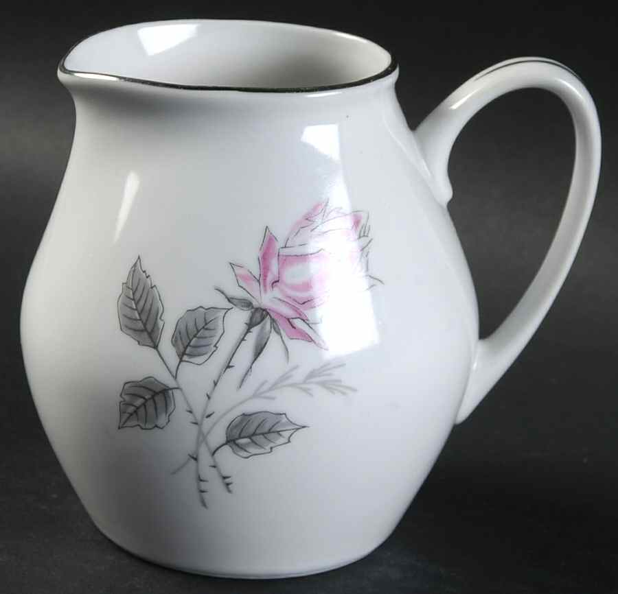 Silver Rose (Platinum Trim) Creamer by Bohemia Ceramic Works-1