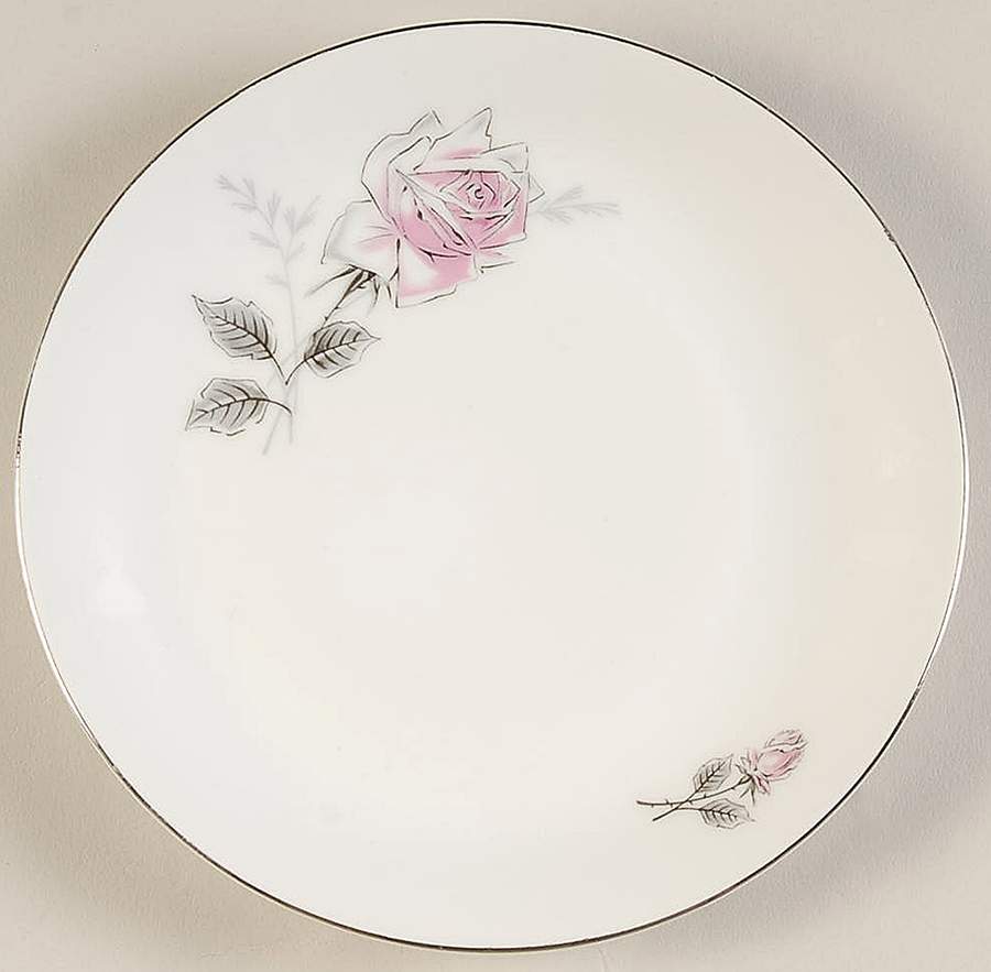 Silver Rose (Platinum Trim) Salad Plate by Bohemia Ceramic Works-1