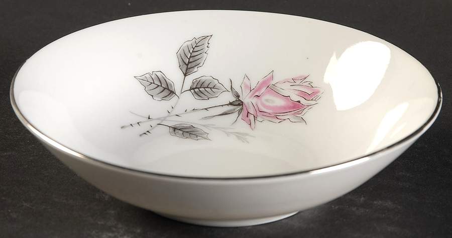 Silver Rose (Platinum Trim) Fruit/Dessert (Sauce) Bowl by Bohemia Ceramic Works-1