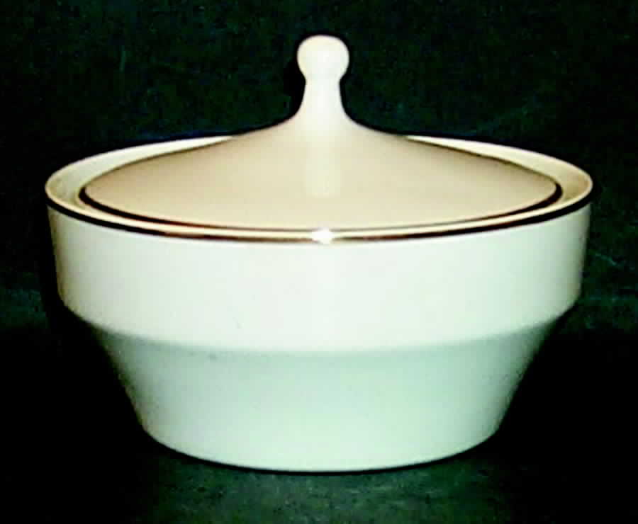 Wedding Band (Trim Off Edge) Sugar Bowl & Lid by Bohemia Ceramic Works-1